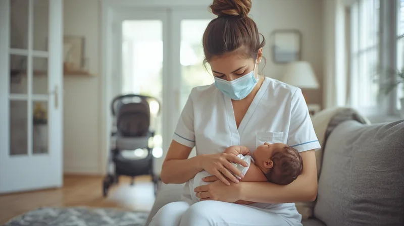 Babá especializada cuidando de recém-nascido